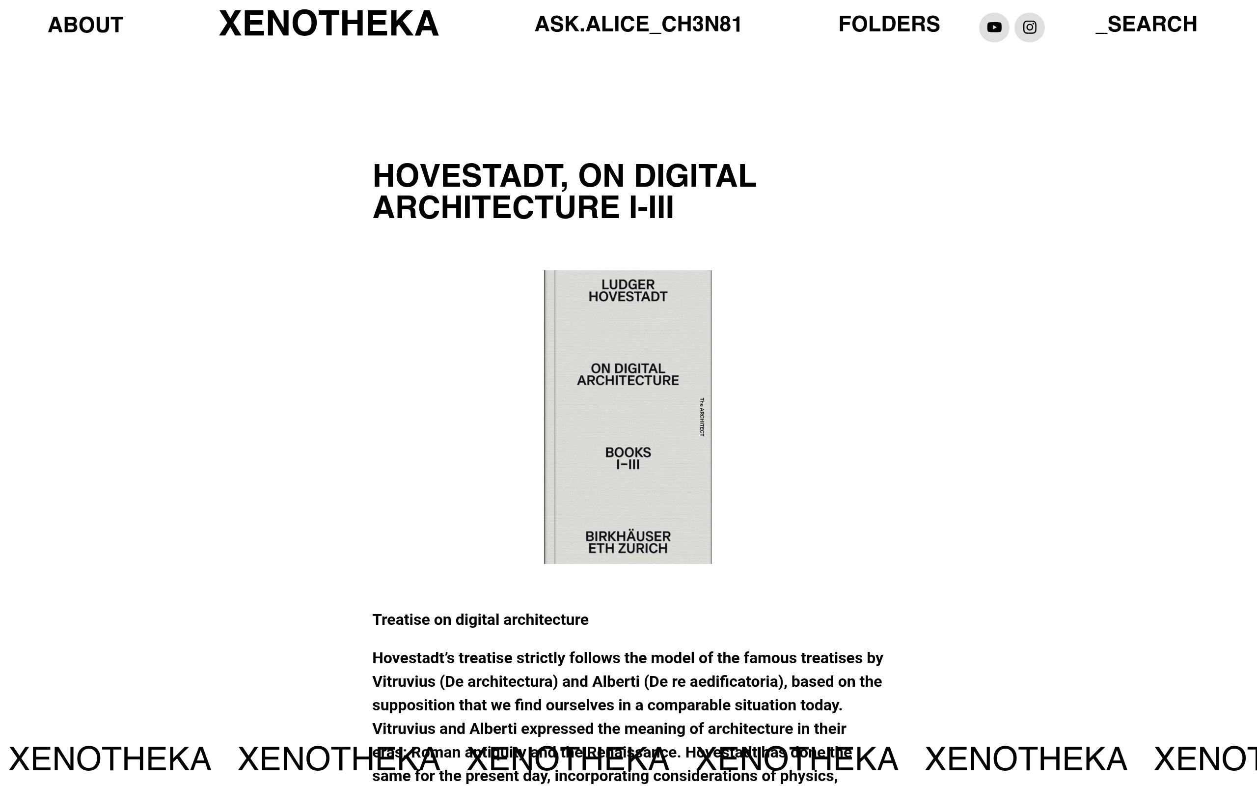 On Digital Architecture I–III — Xenotheka