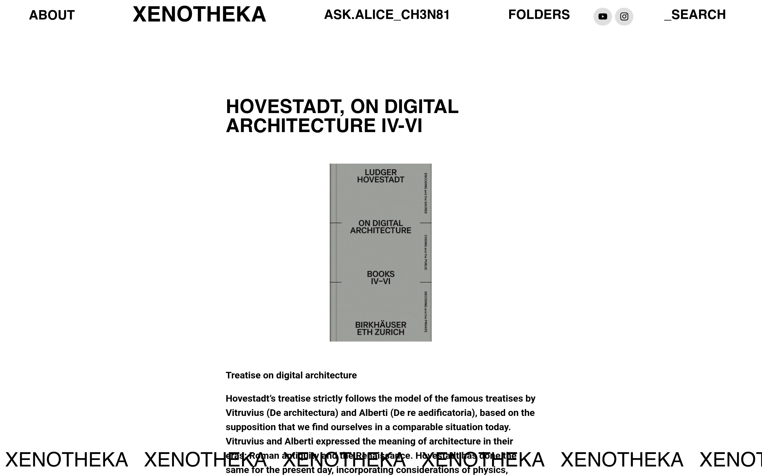 On Digital Architecture IV–VI — Xenotheka