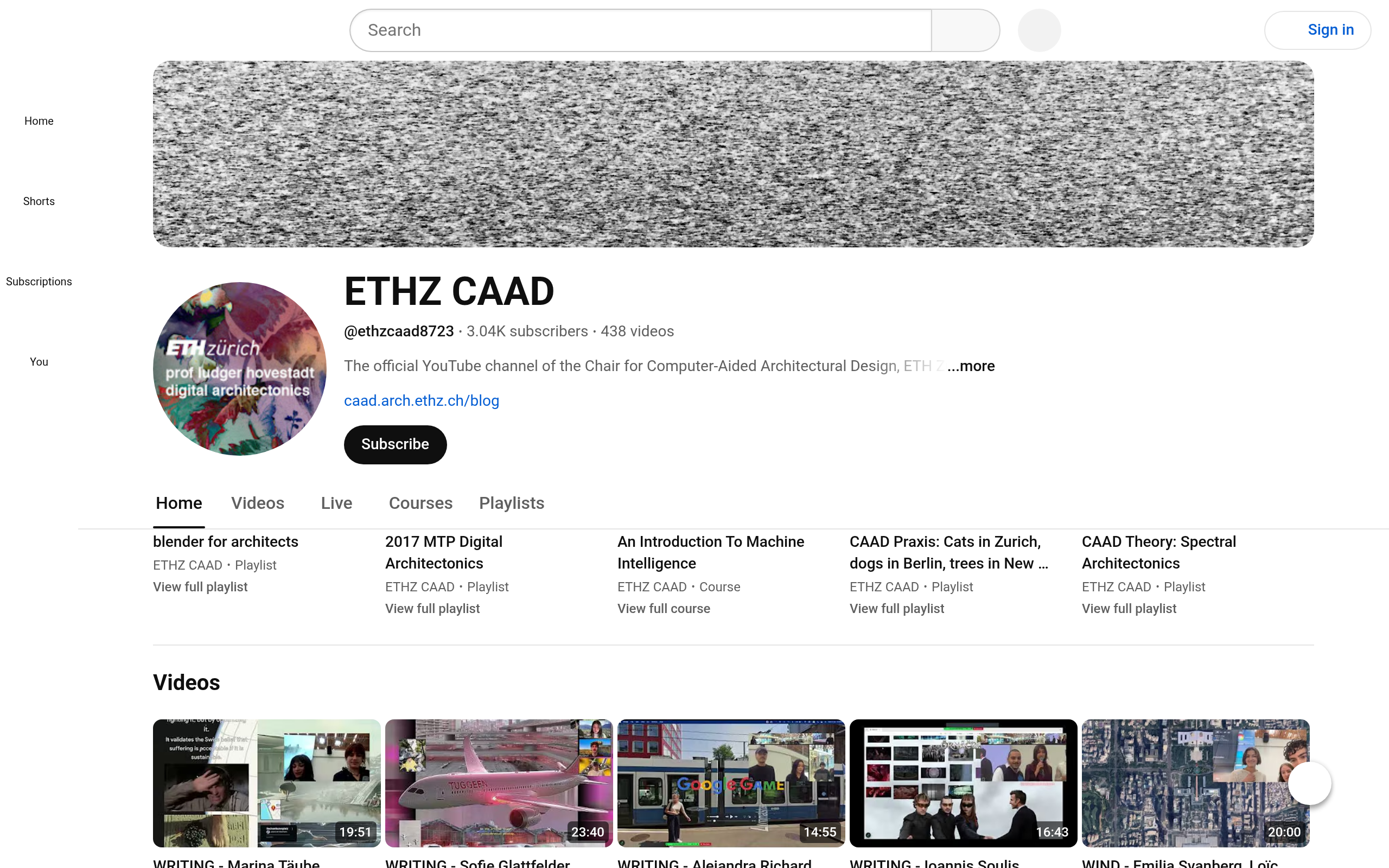 ETHZ CAAD — YouTube channel